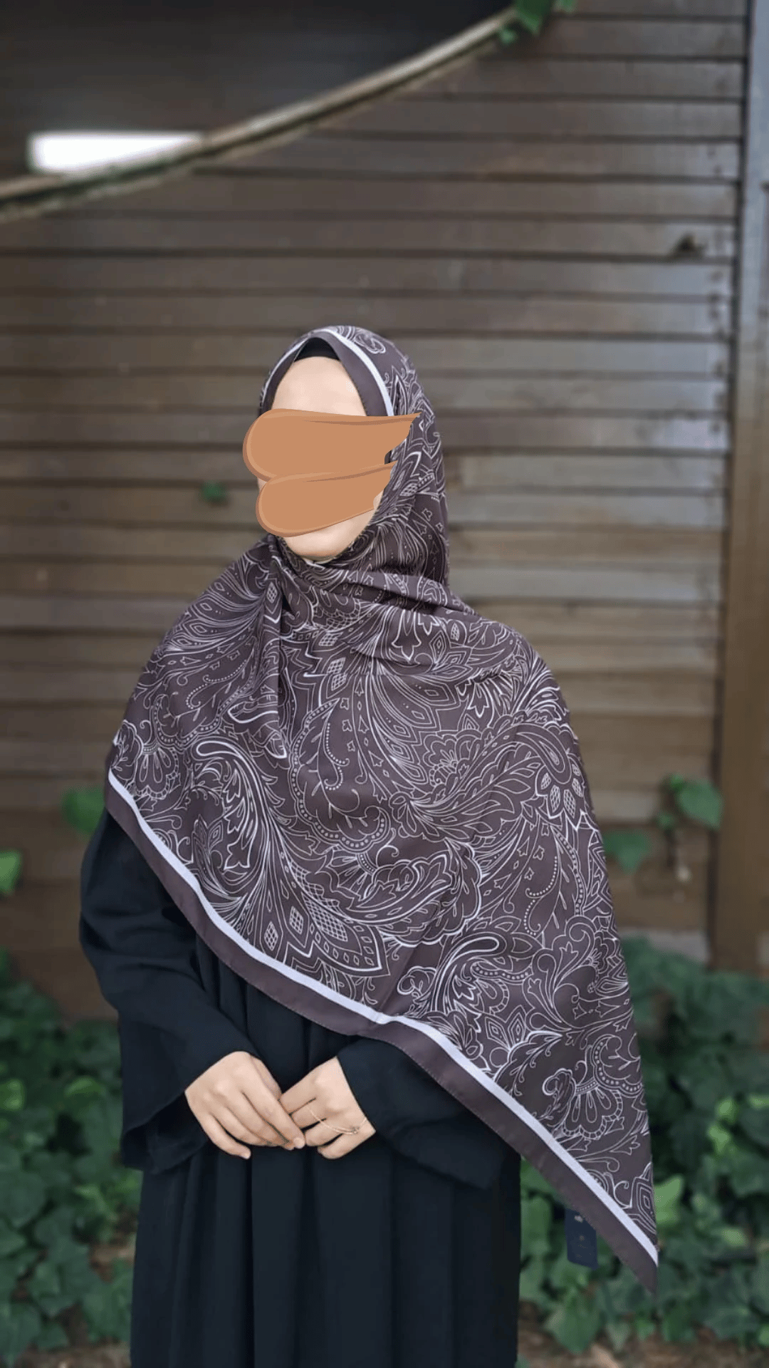 Etnik Desen Pamuklu Şal-Kahve
