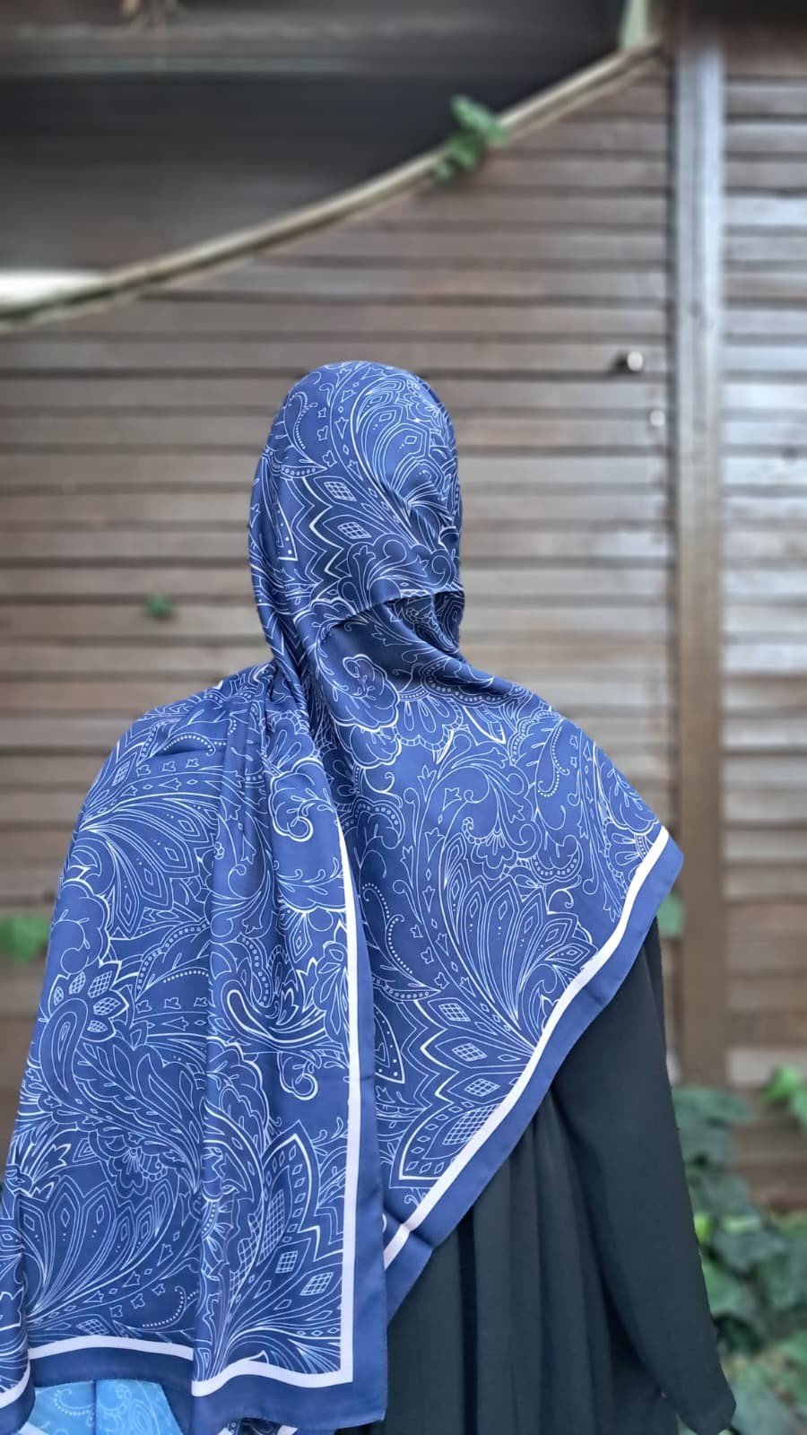 Etnik Desen Pamuklu Şal-Lacivert