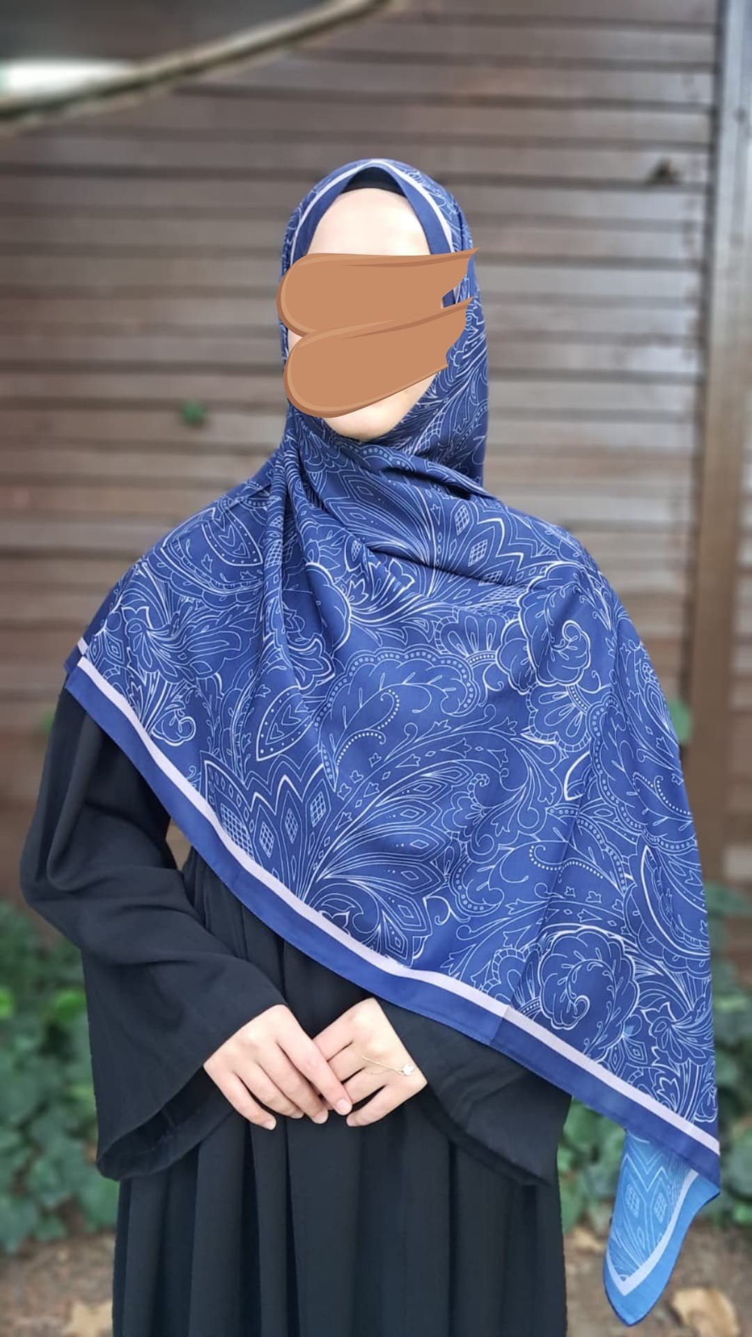Etnik Desen Pamuklu Şal-Lacivert