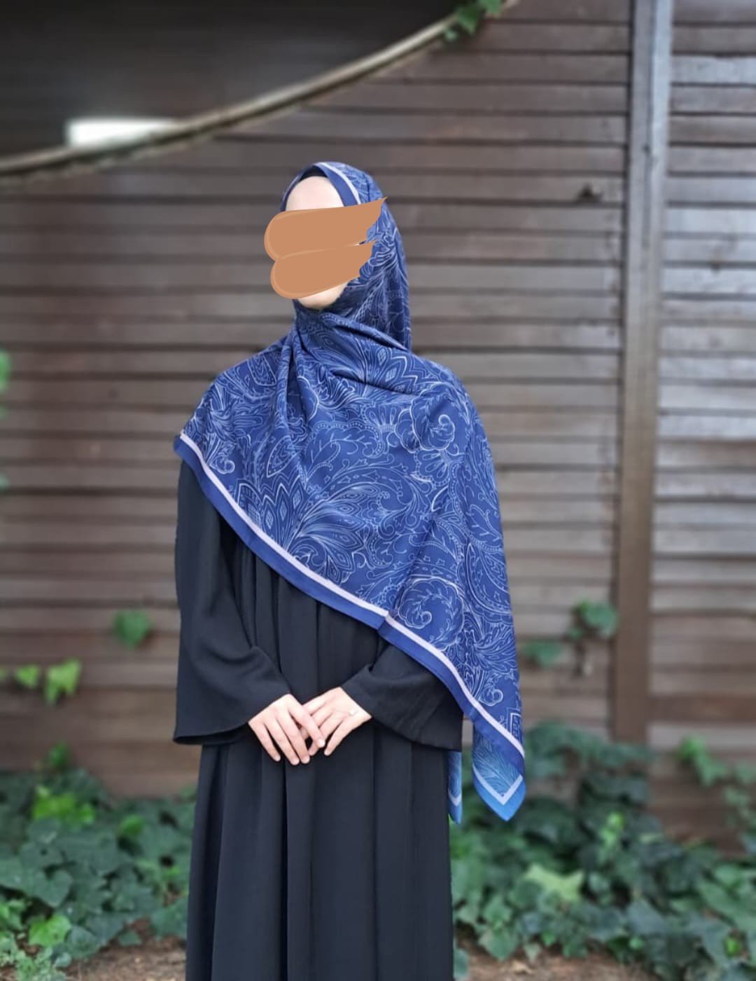 Etnik Desen Pamuklu Şal-Lacivert