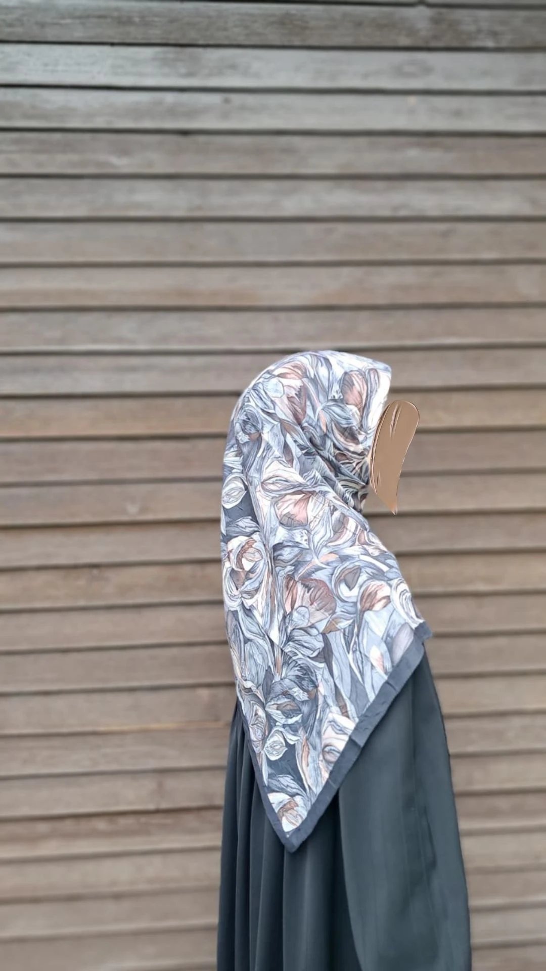 Fırça Desen Bambu Eşarp-Siyah Vizon