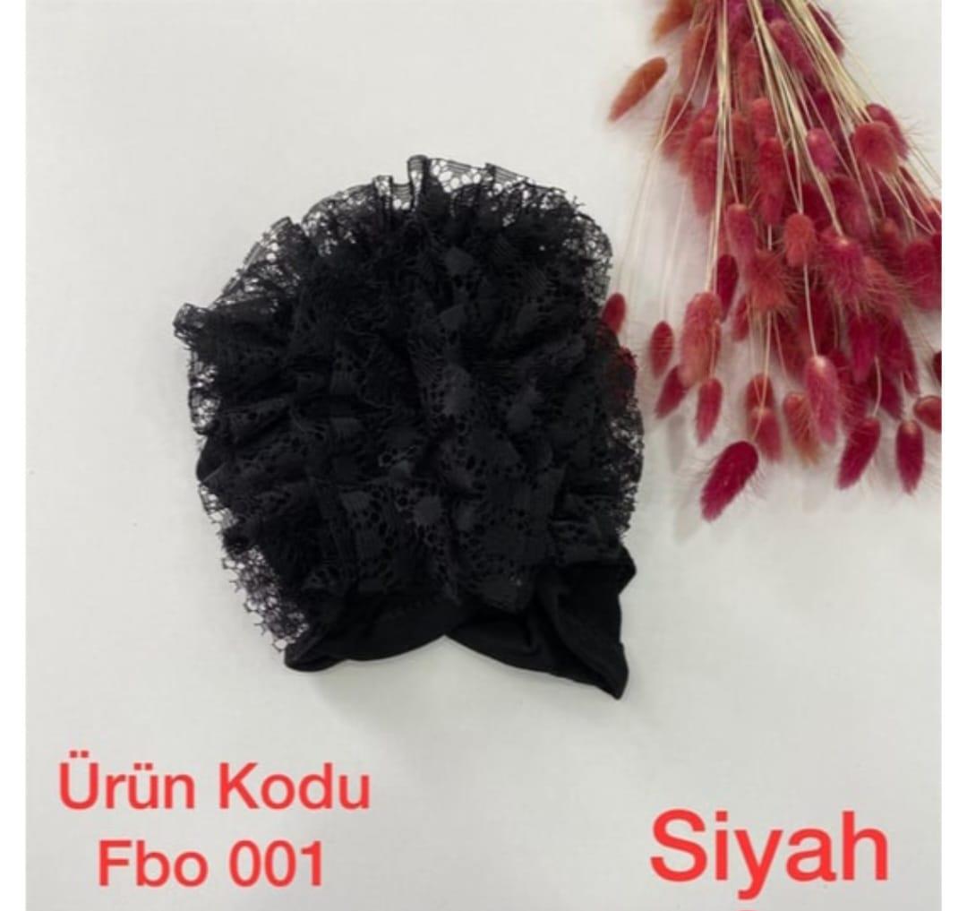 Fırfırlı Bağlamalı Bone-Siyah