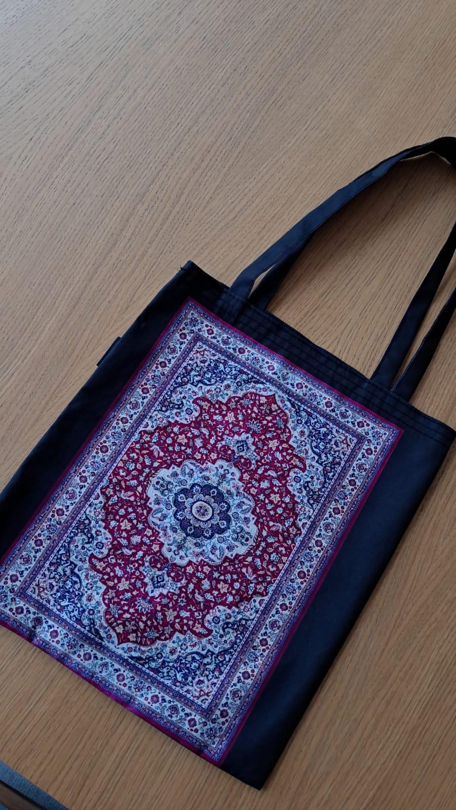 Fuşya Etnik Kilim Desen Bez  Çanta