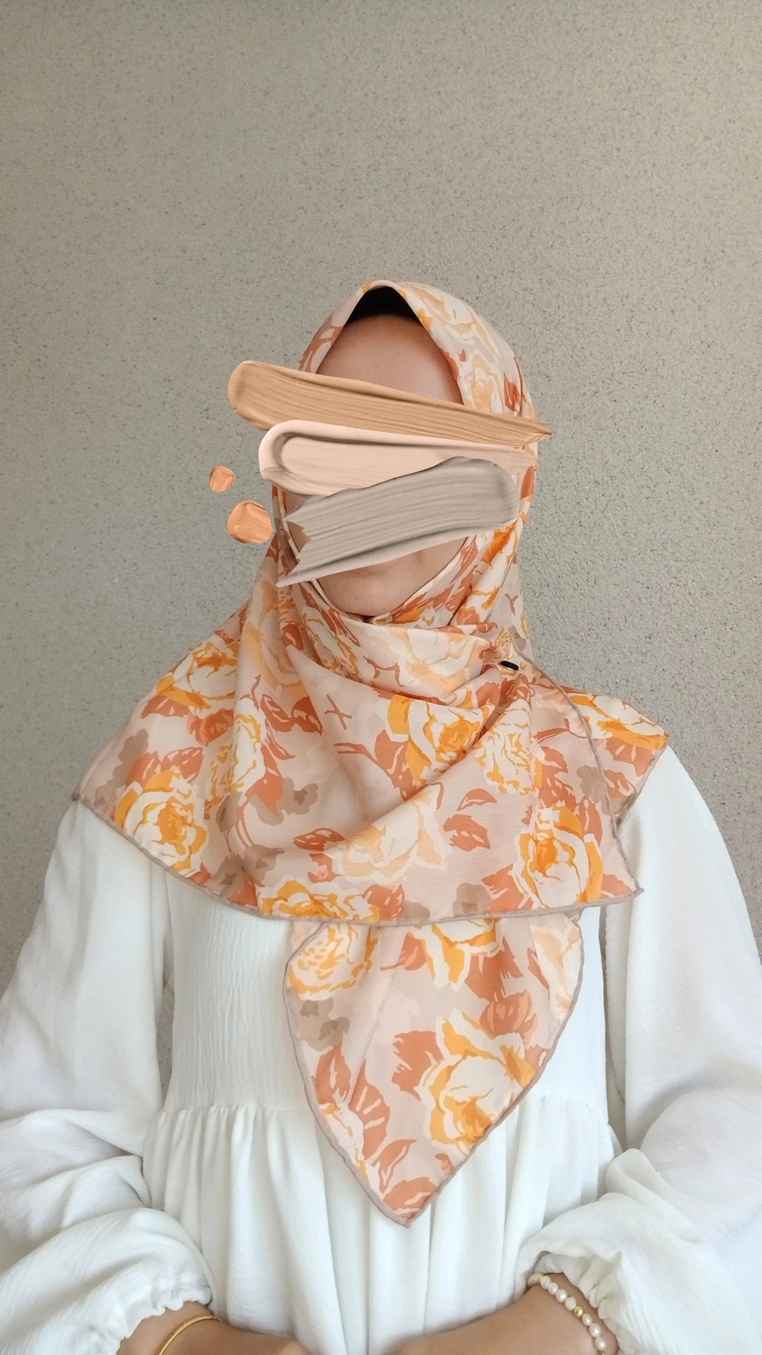 Gül Desen Pamuklu Soft Eşarp-Turuncu
