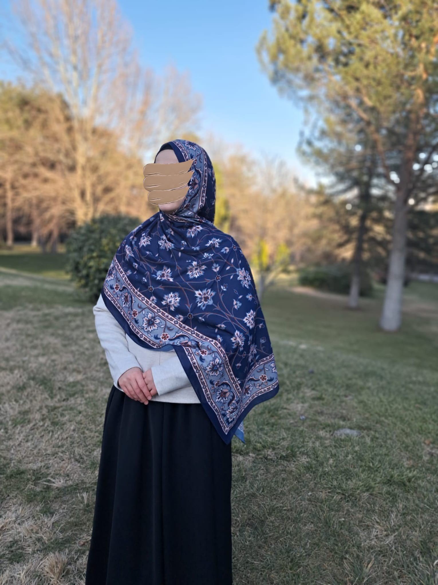 Kilim Desen Pamuklu Soft Şal-Lacivert