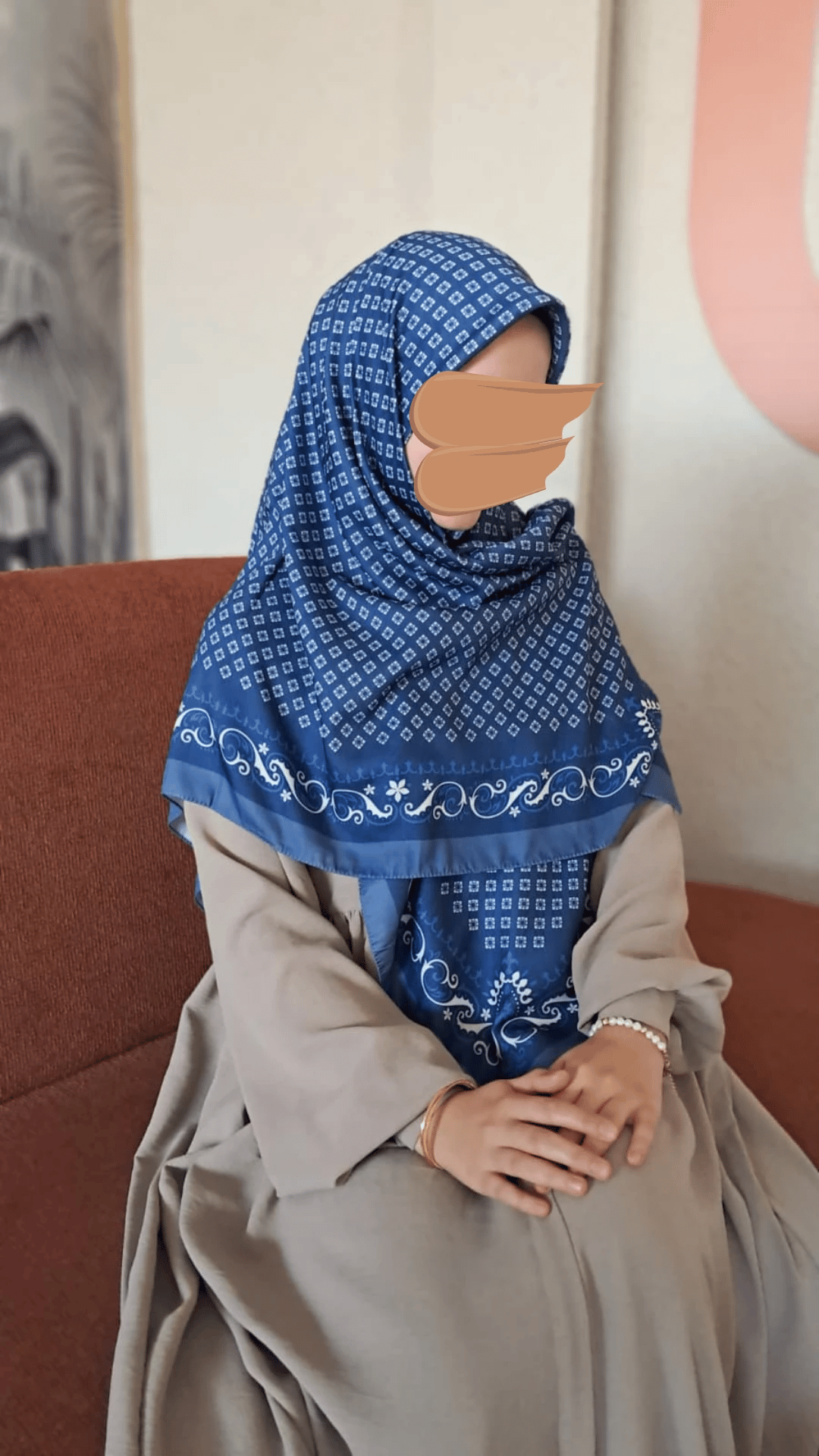 Liva Desen Pamuklu Eşarp-İndigo