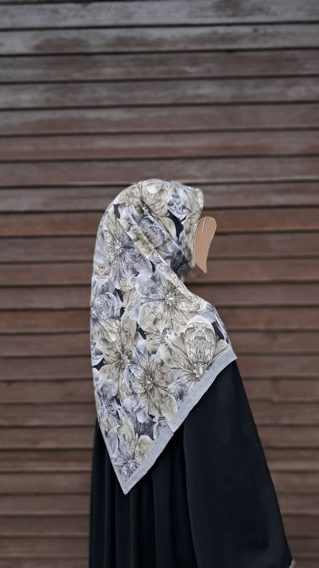 Lotus Desen Bambu Eşarp-Gri Yeşil