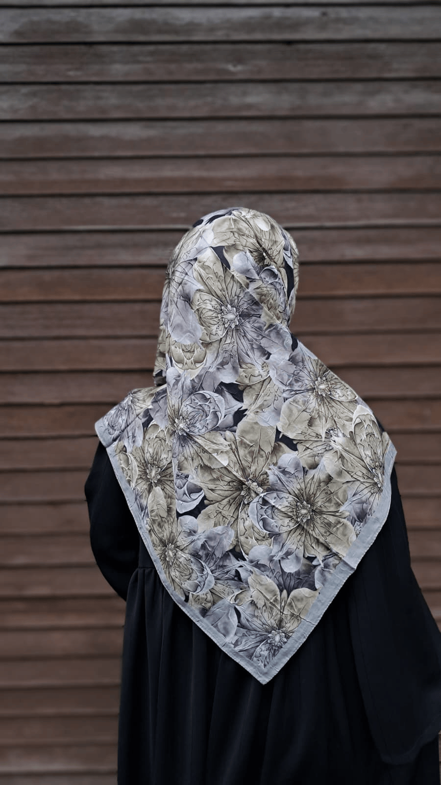 Lotus Desen Bambu Eşarp-Gri Yeşil