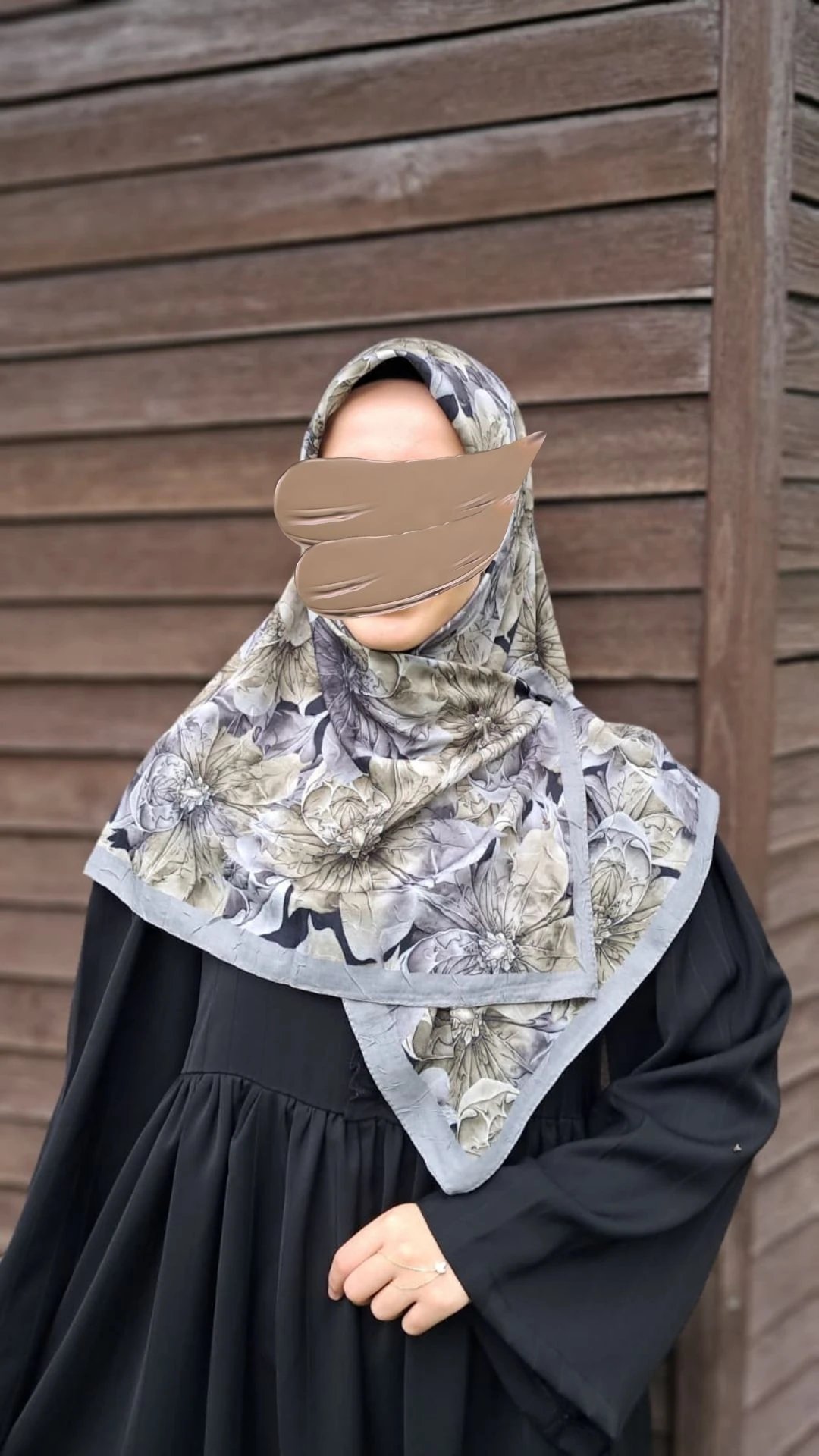 Lotus Desen Bambu Eşarp-Gri Yeşil