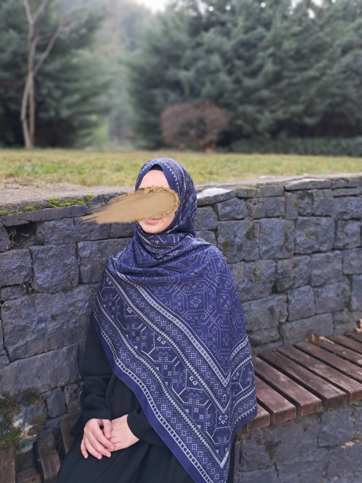 Meyra Desen Pamuklu Soft Şal-Lacivert