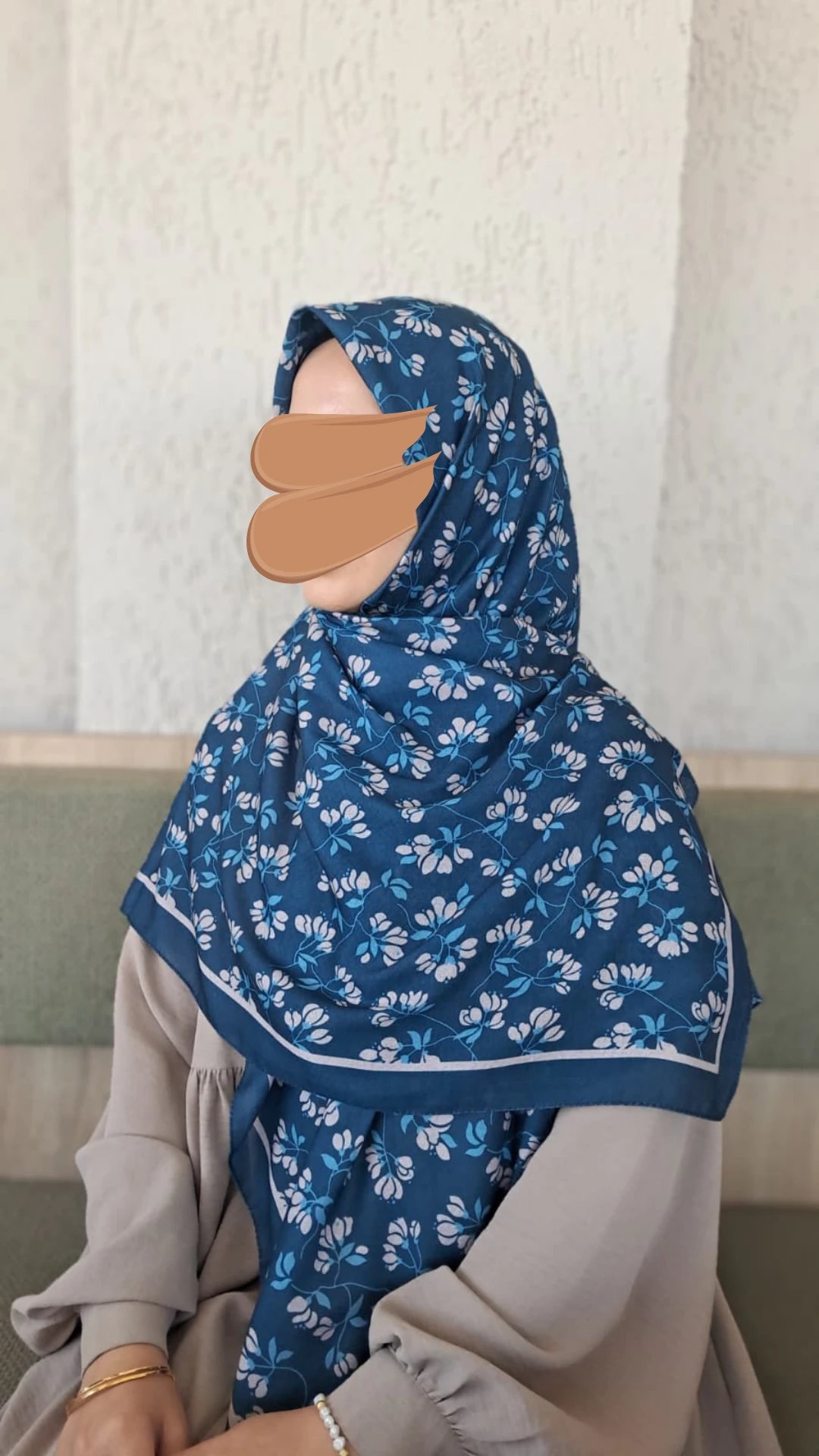 Nazende Desen Pamuklu Eşarp-Petrol