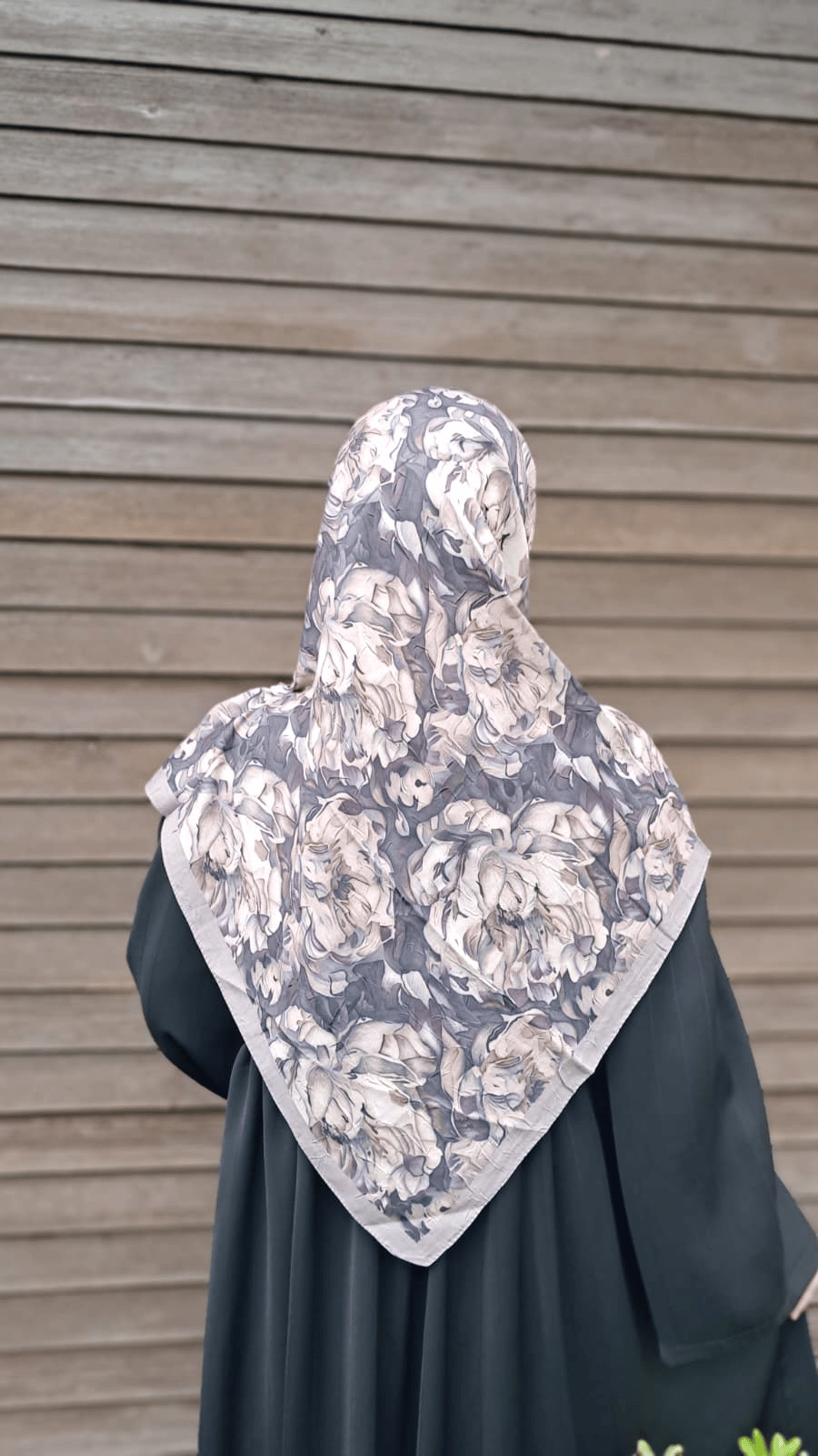 Ortanca Desen Bambu Eşarp-Vizon