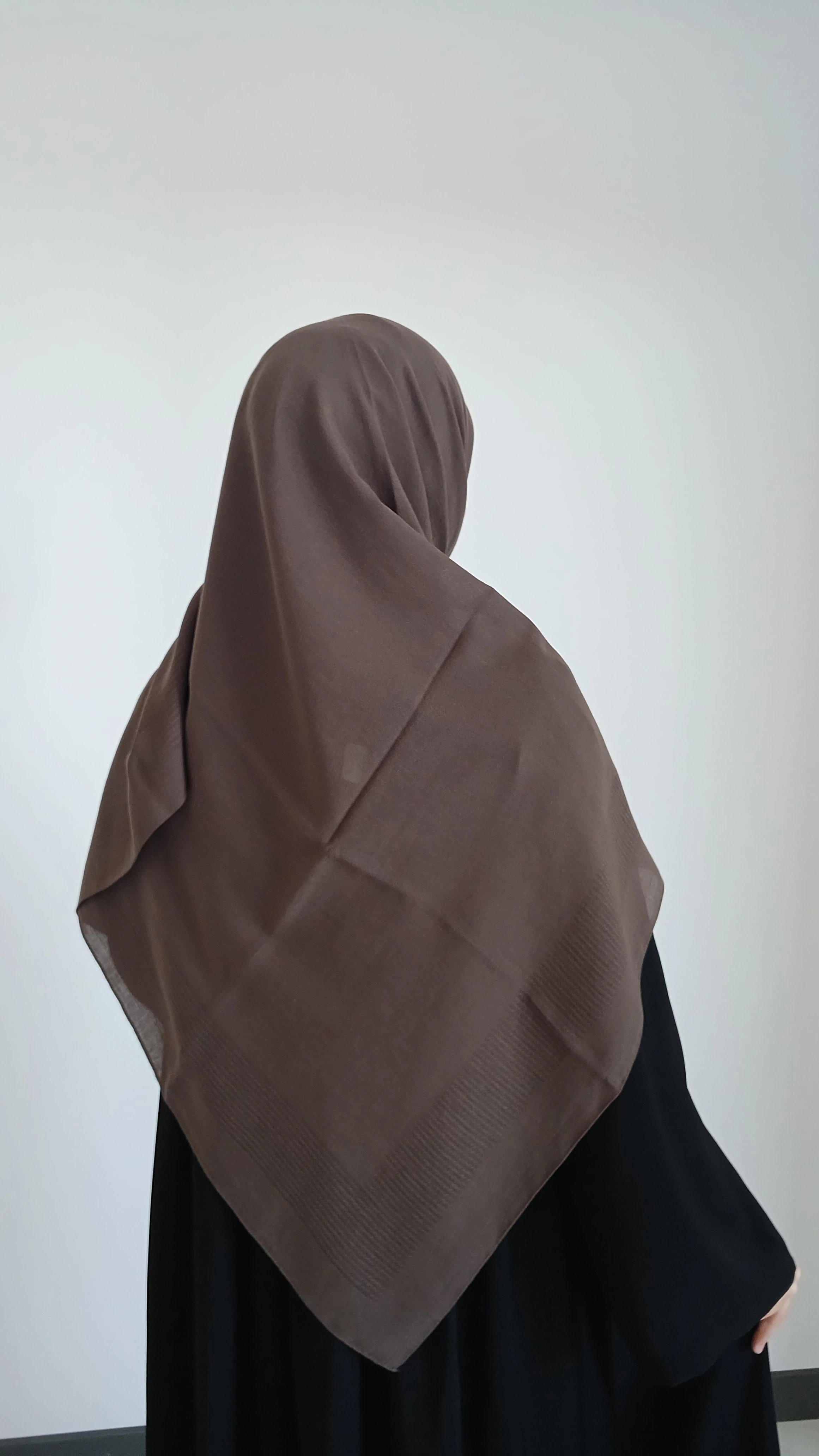 Pamuklu Düz Büyük Boy Eşarp-Koyu Kahve