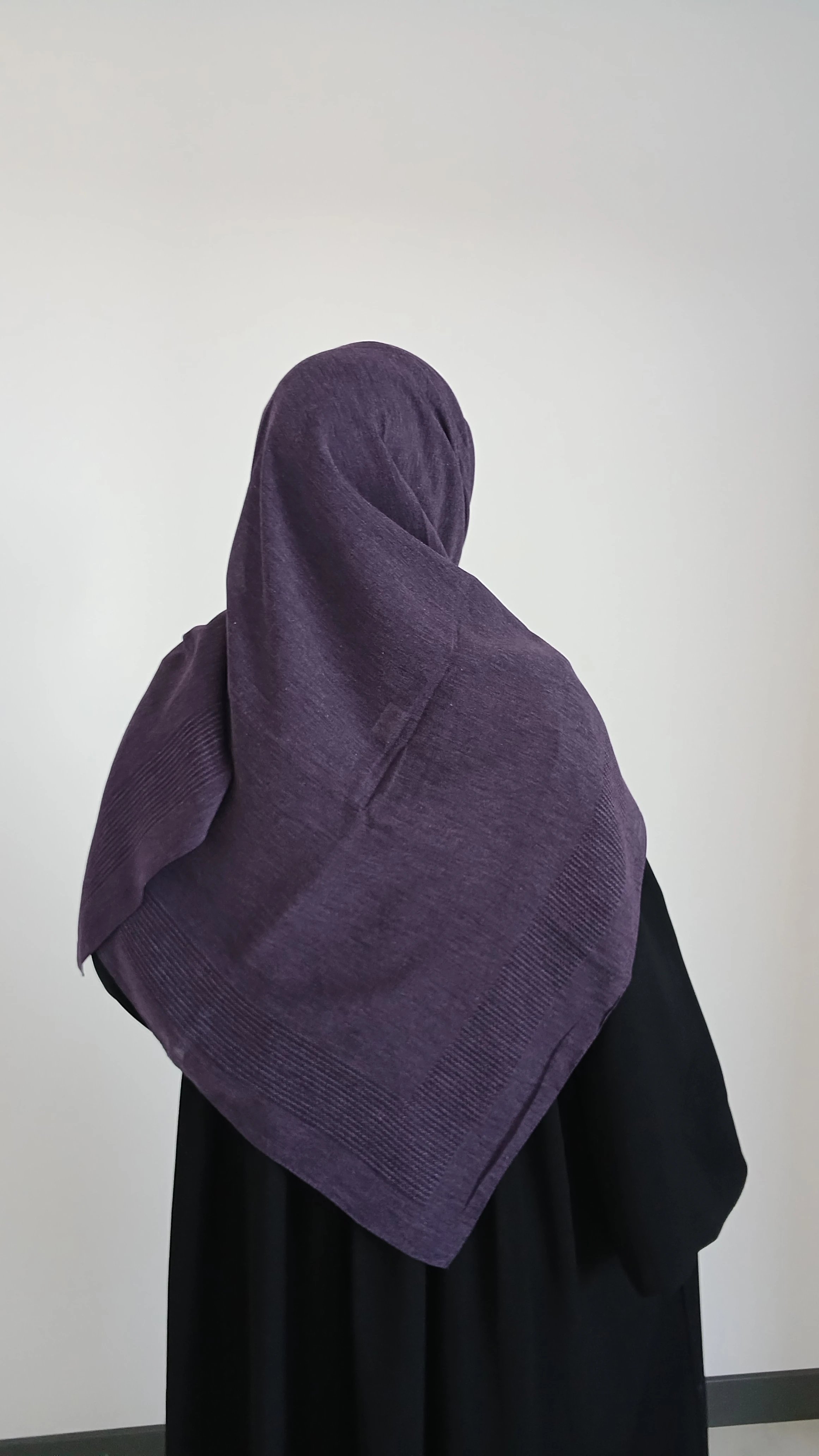 Pamuklu Düz Büyük Boy Eşarp-Morcivert