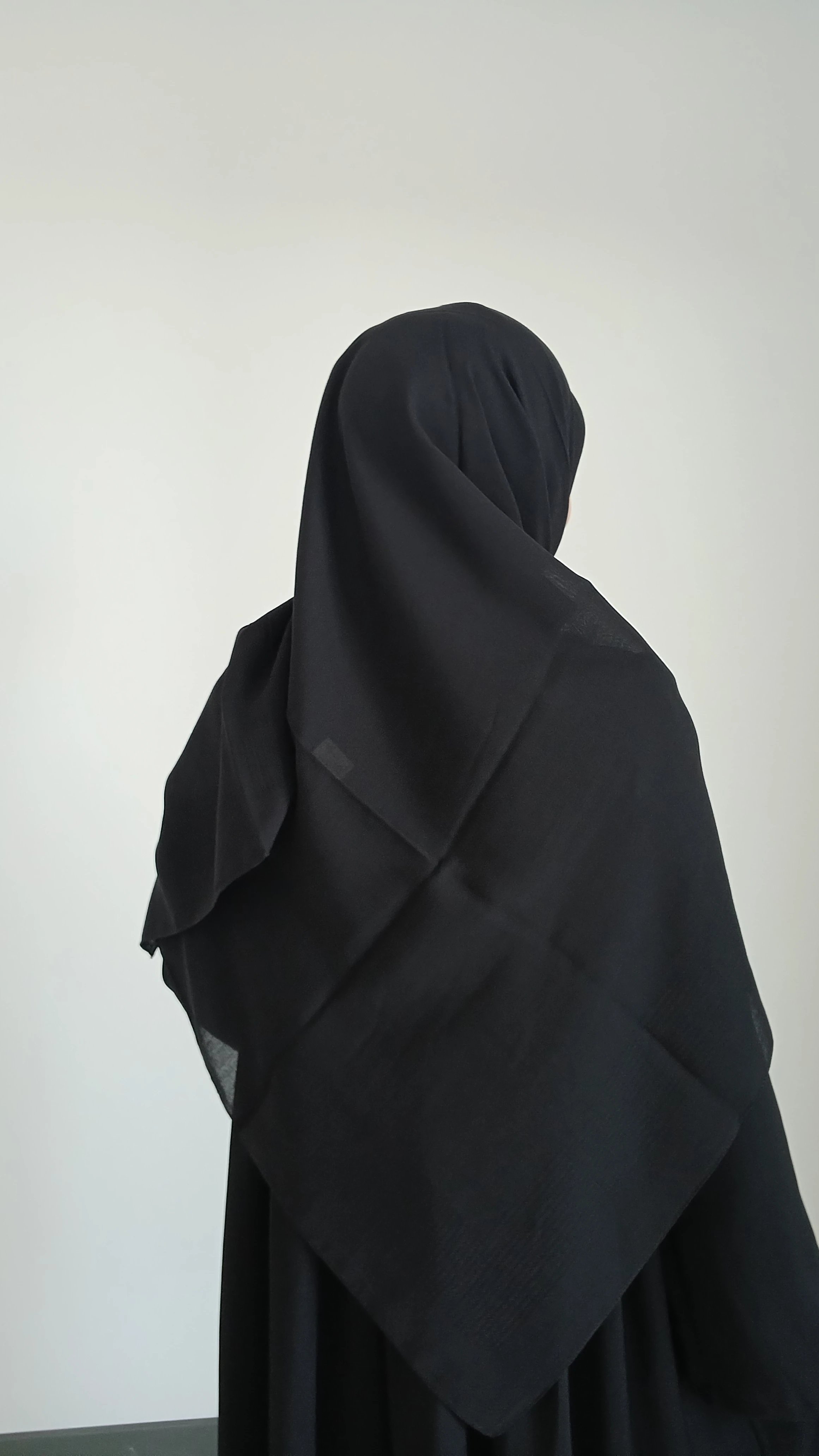 Pamuklu Düz Büyük Boy Eşarp-Siyah