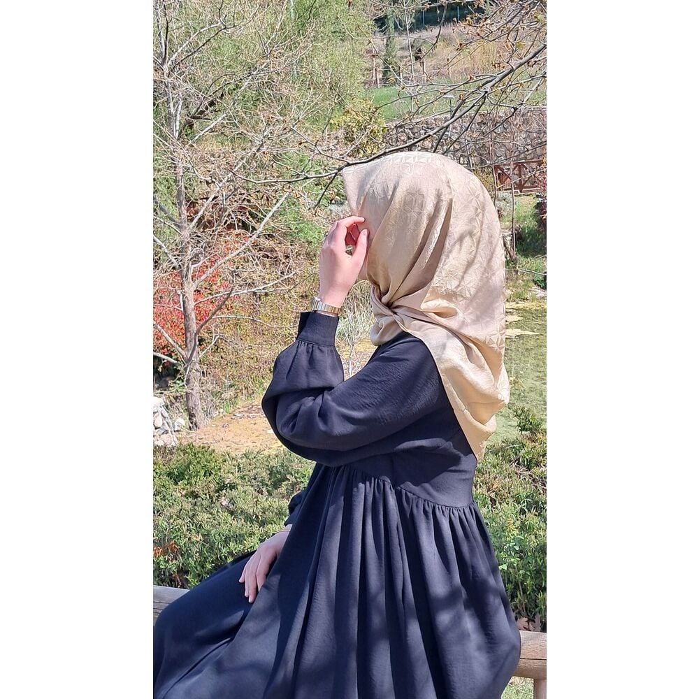 Pamuklu Jakar Eşarp-Krem