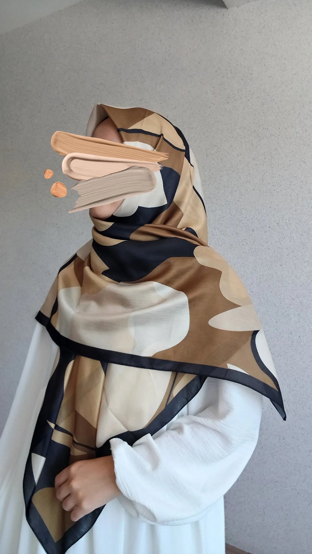 Vera Desen Pamuklu Eşarp-Siyah Karamel