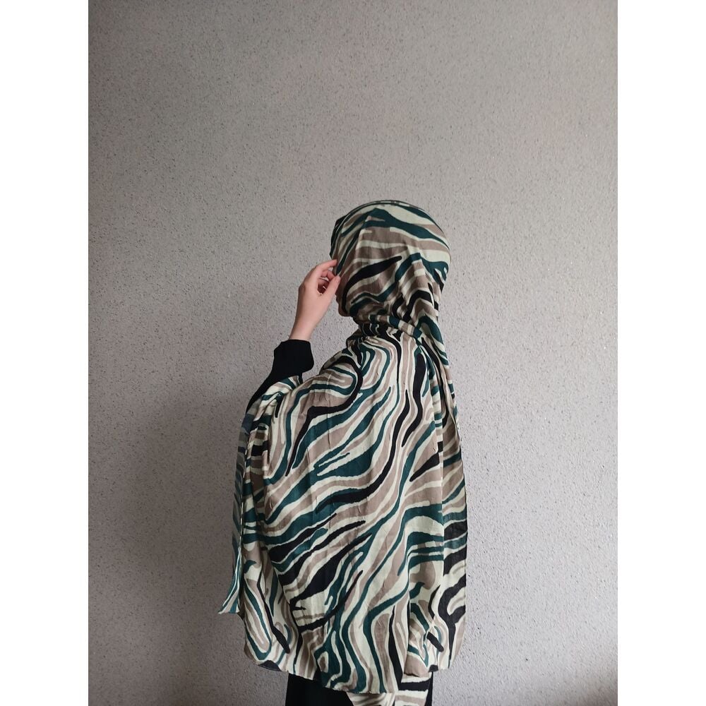 Zebra Desen Bambu Şal-Limoni Yeşil