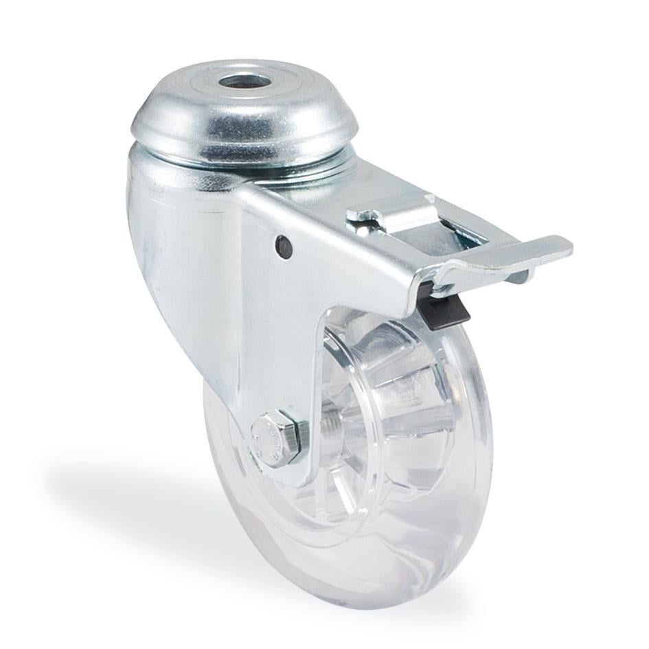 Kama / 1700 HCB 075 F18 / 75 mm Çaplı Delikli Polikarbonat Üzeri Plastik (PVC) Kaplı Burçlu Frenli Döner Teker