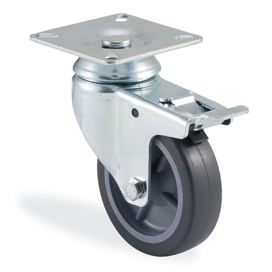 Kama / 1702 MTB 075 F18 / 75 mm Çaplı Tablalı Moblen Kasnak Üzeri Termoelastik Kaplı Burçlu Frenli Döner Teker