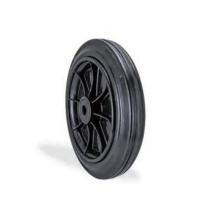 Kama / 250x50 MLP Siyah / 250 mm Çaplı Moblen Kasnak Üzeri Lastik Kaplı Burçlu Elastik Tabanlı Yedek Teker