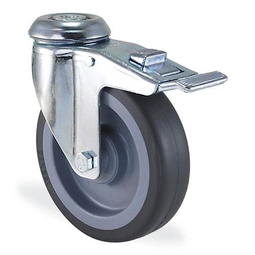 Kama / 2800 MTB 080 F18 / 80 mm Çaplı Delikli Moblen Kasnak Üzeri Termoelastik Kaplı Burçlu Frenli Döner Teker