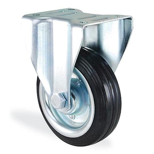 Kama / 3807 SLP 125 / 125 mm Çaplı Sabit Tablalı Sac Üzeri Lastik Kaplı Burçlu Döner Teker