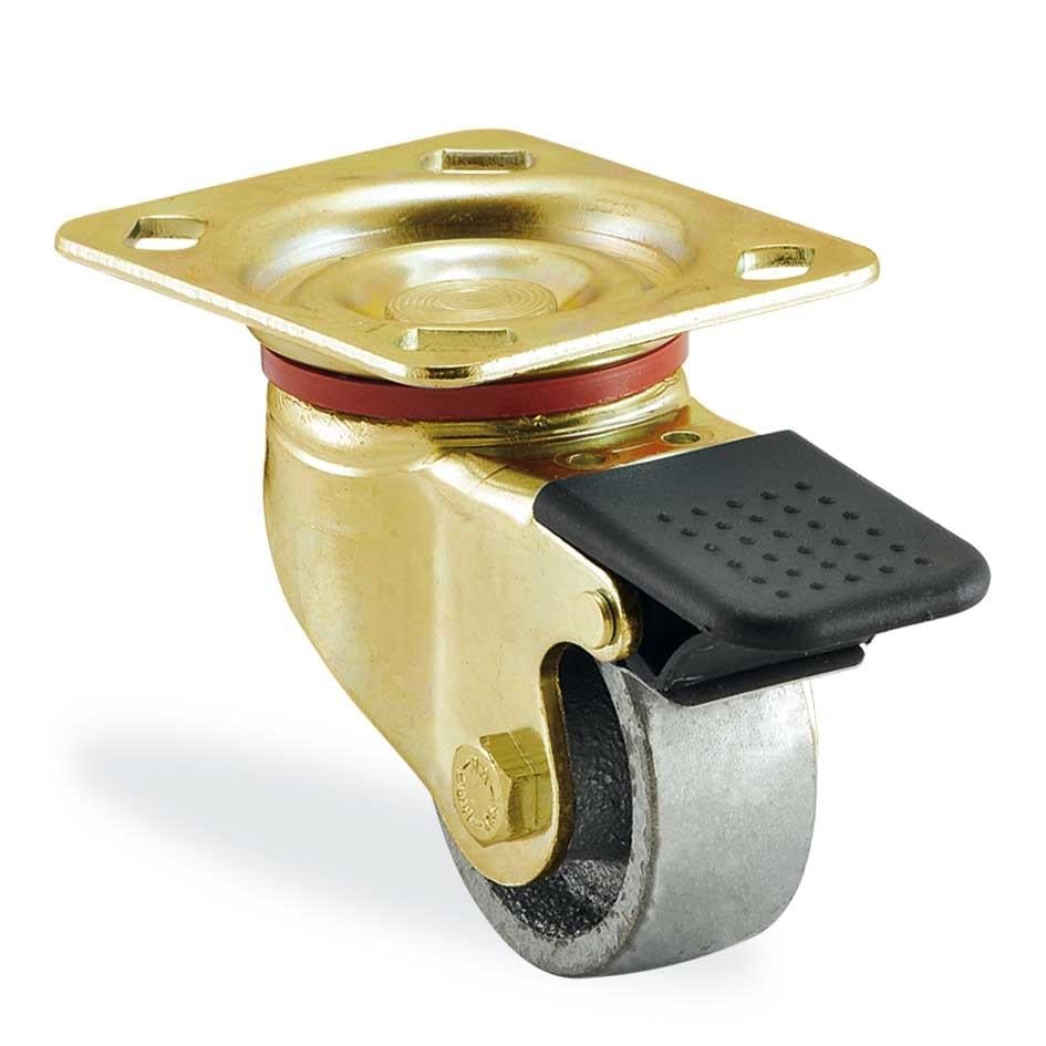 Kama / K4102 DDB 055 F04 / 55 mm Çaplı Tablalı Döküm Burçlu Sarı Maşalı Frenli Döner Teker