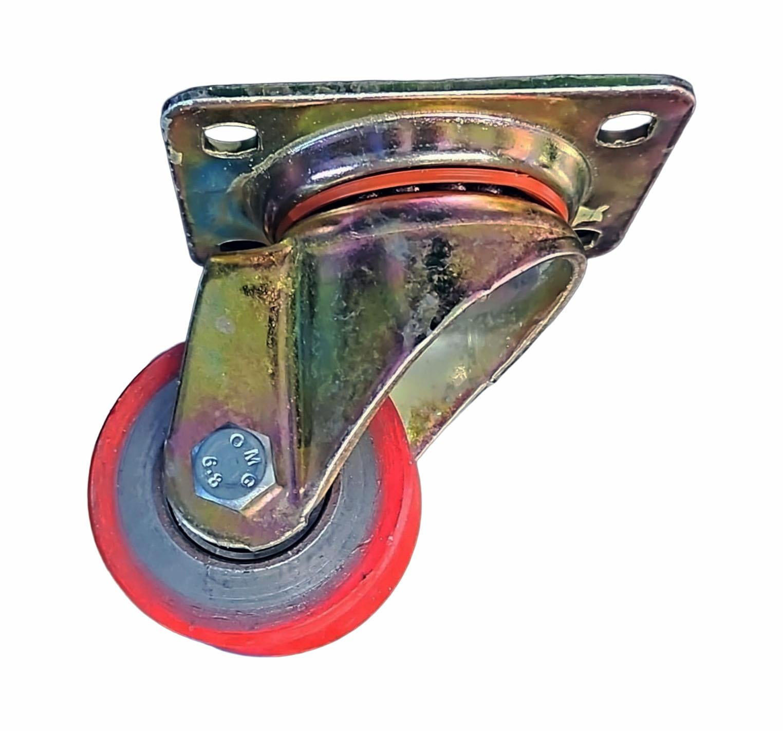 Kama / K4102 DOR 055 / 55 mm Çaplı Tablalı Döküm Üzeri Dökme Poliüretan Kaplı Rulmanlı Döner Teker