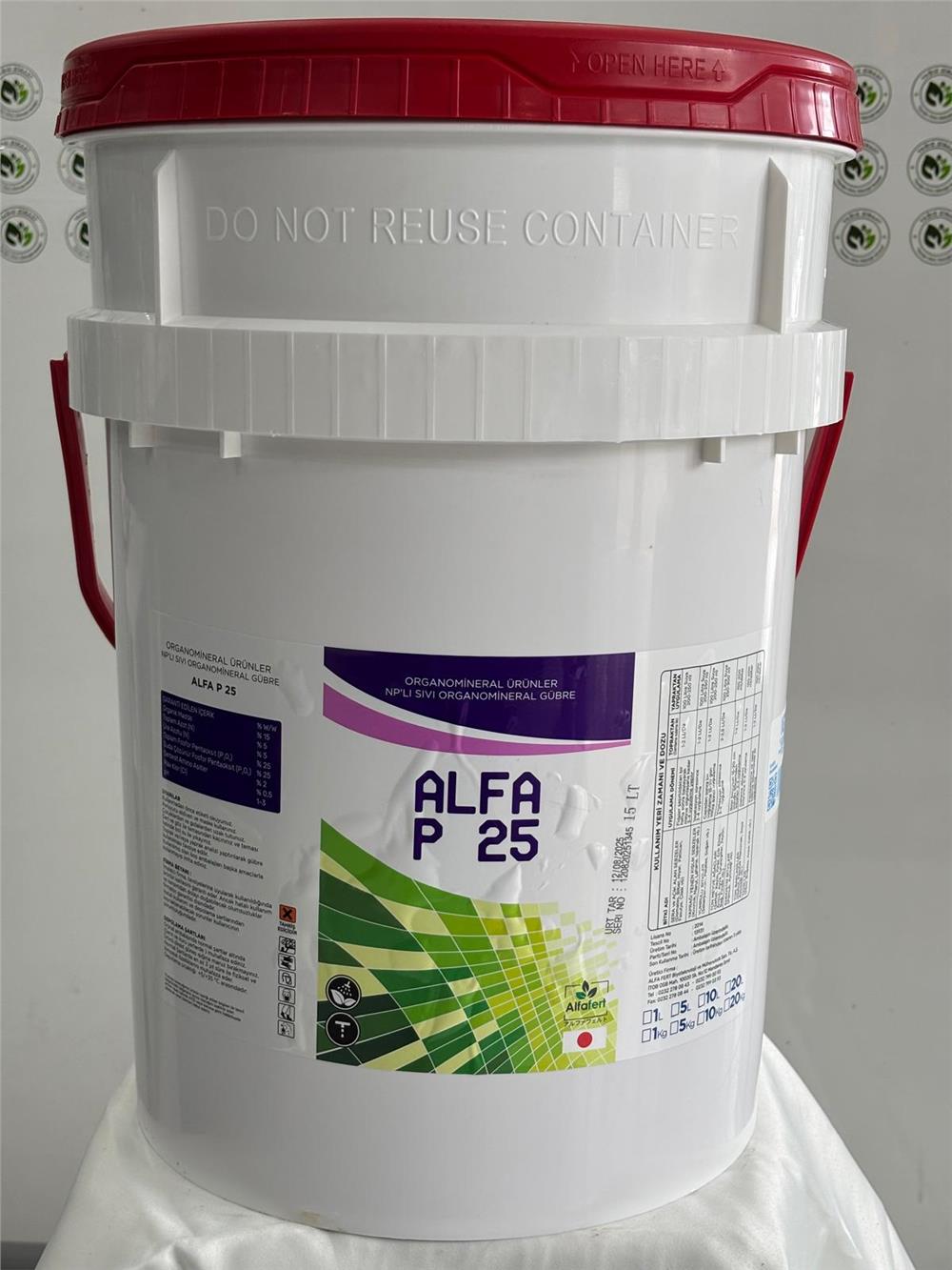 ALFA P 25 - 15,00 Lt  - (Paket Tip: Kova)