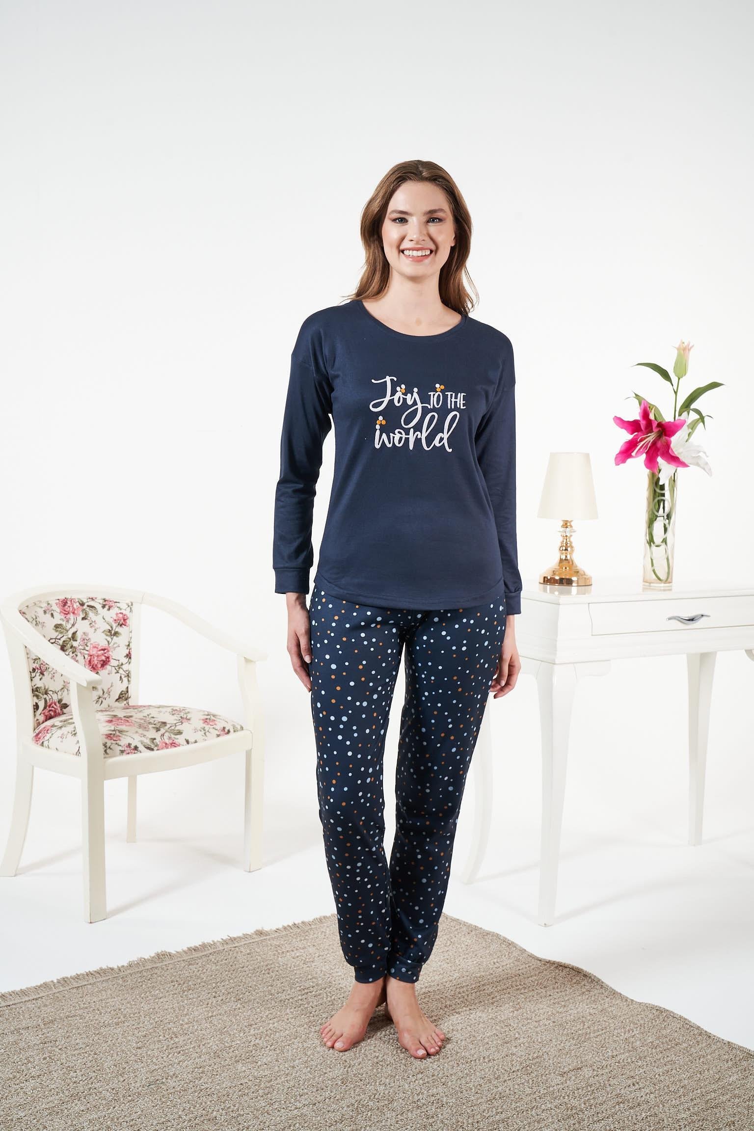 Kadın Lacivert Termal Pijama Takımı - 24485R