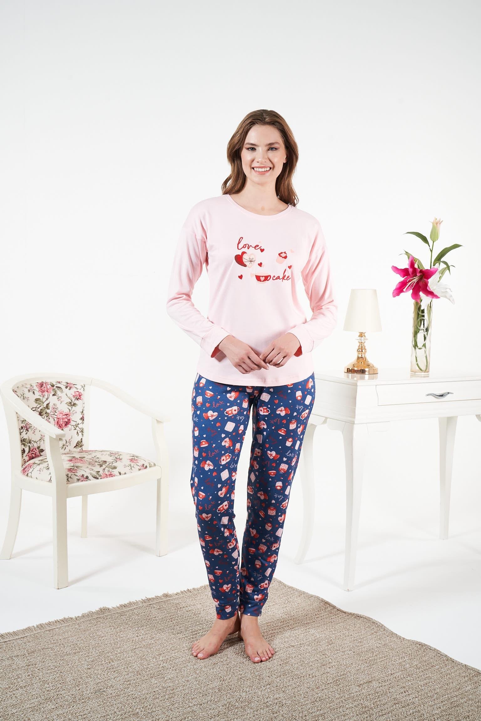 Kadın Pembe Termal Pijama Takımı - 24487R