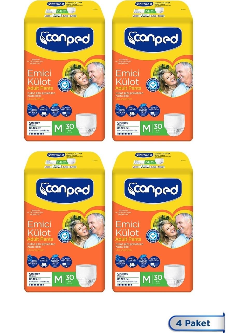 Canped Emici Külot Yetişkin Hasta Bezi Medium (Orta) Boy - 120 Adet 