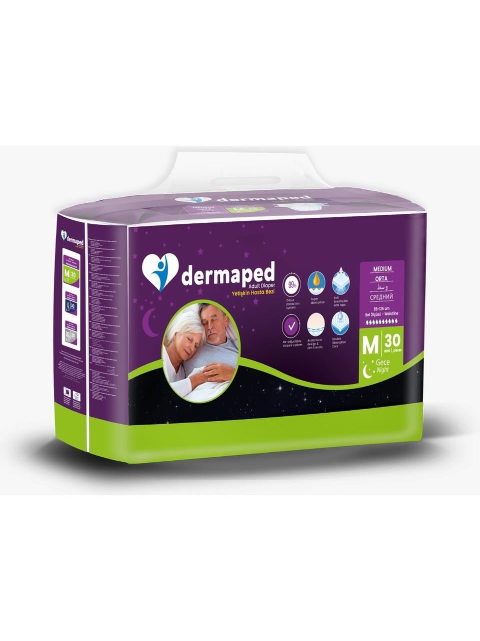 Dermaped GECE Belbantlı Yetişkin Hasta Bezi Medium (Orta) Boy - 120 Adet 