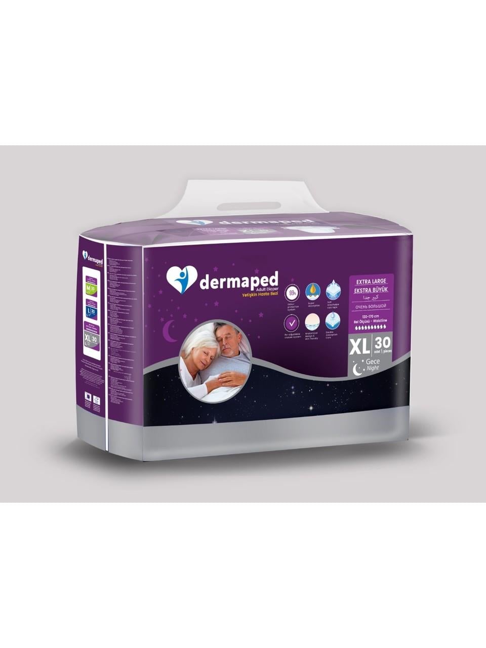 Dermaped GECE Belbantlı Yetişkin Hasta Bezi Xlarge (Ekstra Büyük) Boy - 120 Adet 