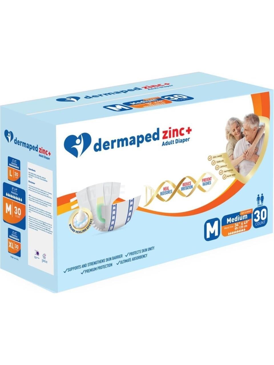 DermapedZINC Çinko Merhemli Belbantlı Yetişkin Hasta Bezi Medium (Orta) Boy - 120 Adet 