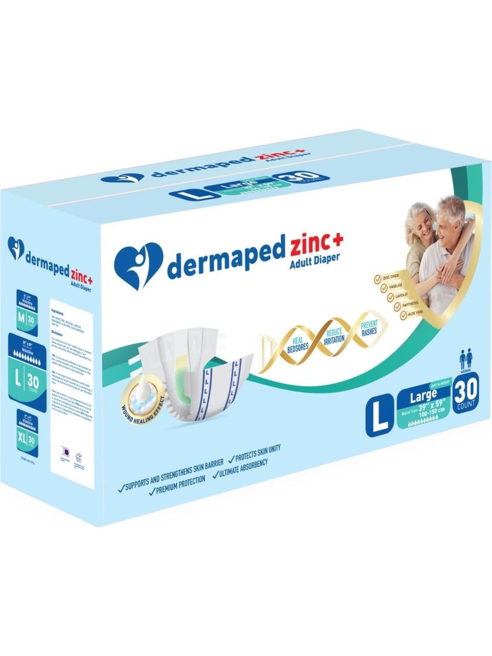 DermapedZINC Çinko Merhemli Belbantlı Yetişkin Hasta Bezi Large (Büyük) Boy - 120 Adet 