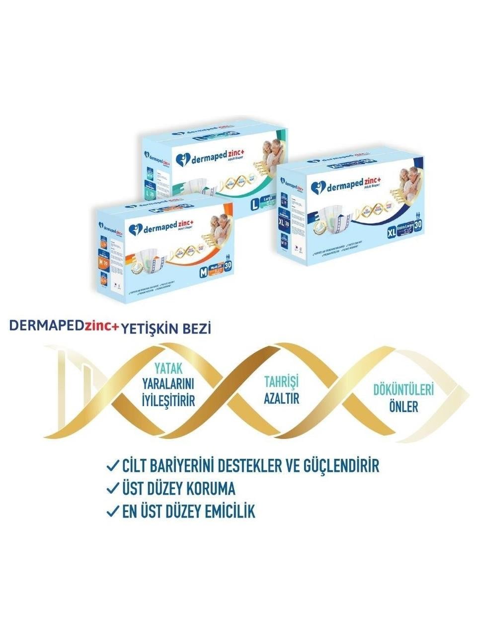 DermapedZINC Çinko Merhemli Belbantlı Yetişkin Hasta Bezi Xlarge (Ekstra Büyük) Boy - 120 Adet 