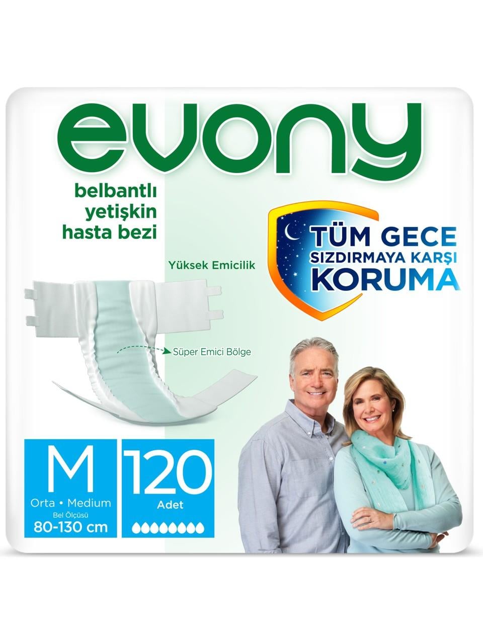 Evony Belbantlı Yetişkin Hasta Bezi Medium (Orta) Boy - 120 Adet
