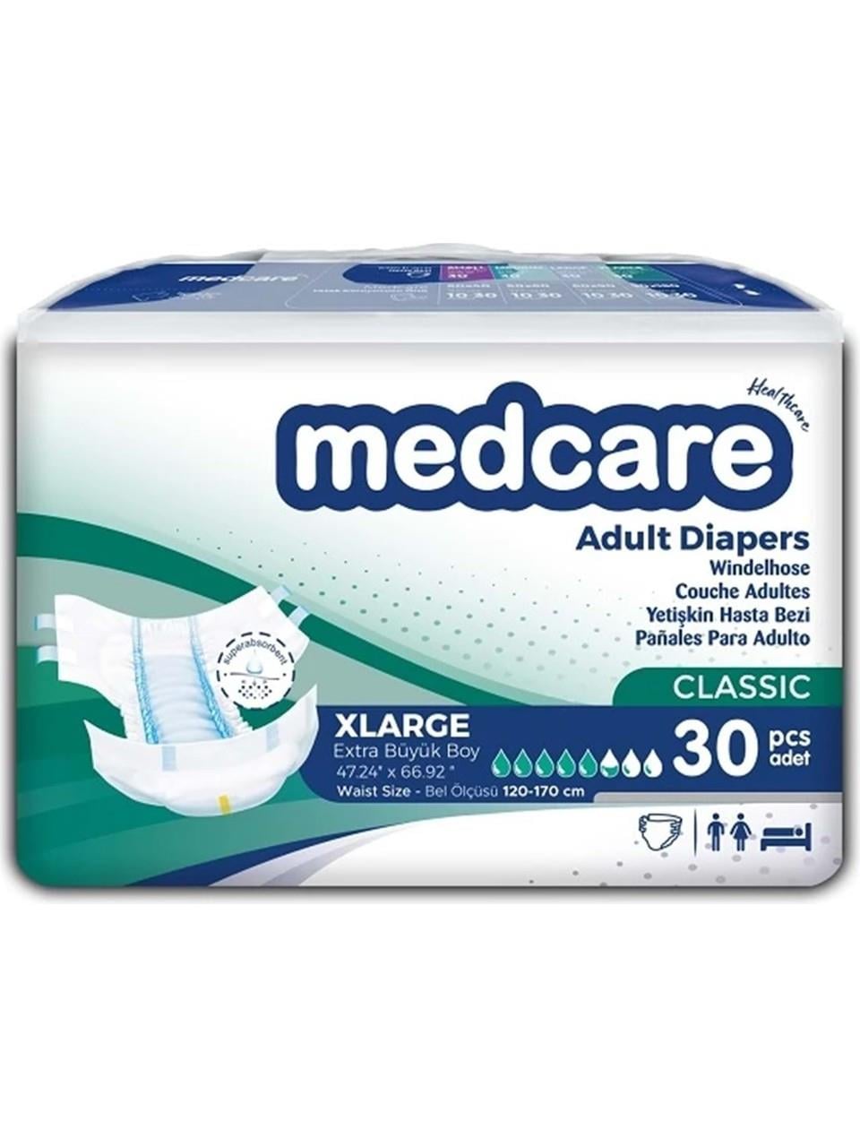Medcare Classic Belbantlı Yetişkin Hasta Bezi  Xlarge (Ekstra Büyük) Boy - 120 Adet 