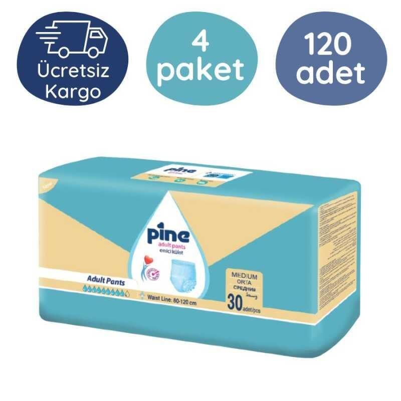 Pine Emici Külot Yetişkin Hasta Bezi Medium (Orta) Boy - 120 Adet 