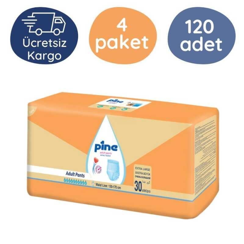 Pine Emici Külot Yetişkin Hasta Bezi XLarge (Ekstra Büyük) Boy - 120 Adet 