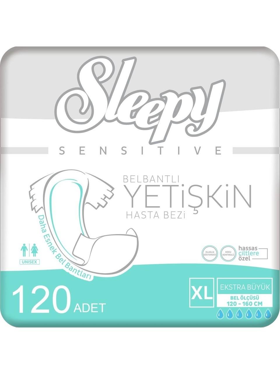 Sleepy Belbantlı Yetişkin Hasta Bezi Xlarge (Ekstra Büyük) Boy - 120 Adet