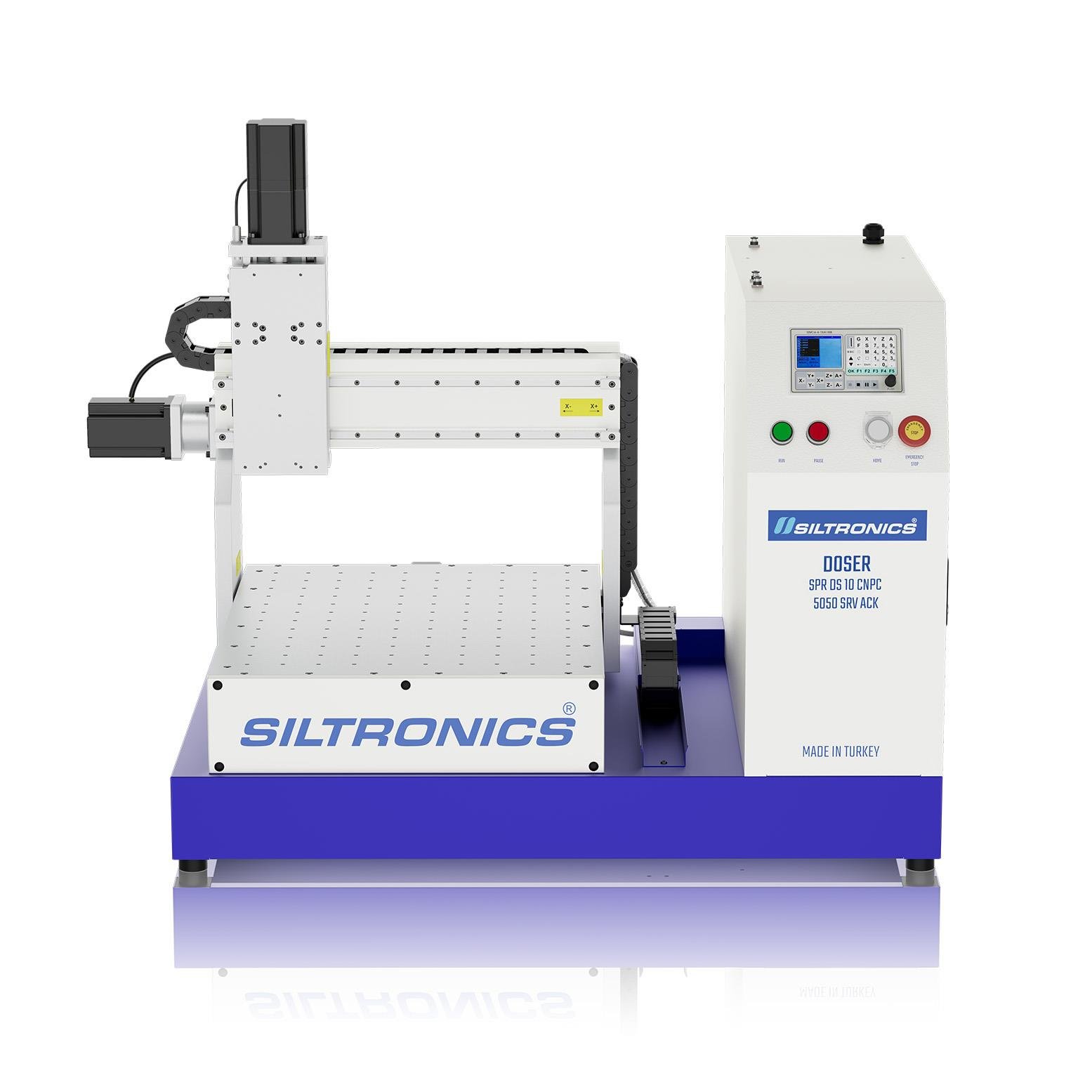 SILTRONICS “DOSER”  CNC DOZAJLAMA  MAKİNASI - MASA ÜSTÜ - 500 X 500 SERVO MOTOR-AÇIK KABİN  - ALÜMİNYUM GÖVDELİ