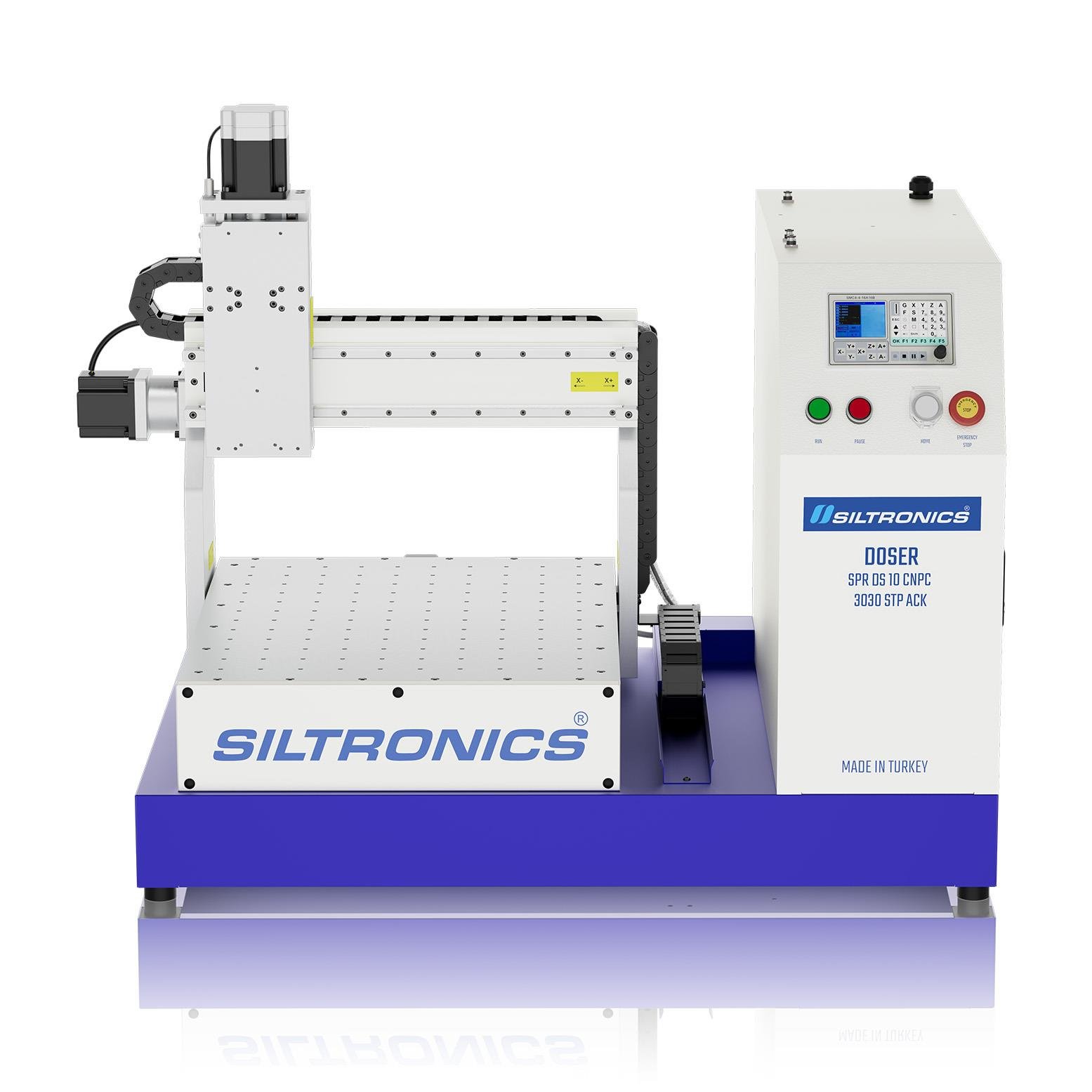 SILTRONICS “DOSER”  CNC DOZAJLAMA  MAKİNASI - MASA ÜSTÜ - 300 X 300 STEP MOTOR-AÇIK KABİN - ALÜMİNYUM GÖVDELİ