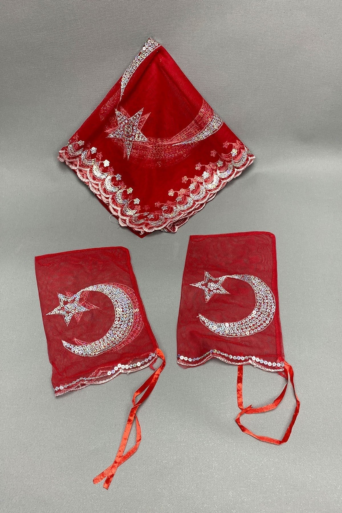 Ay Yıldızlı Pullu Damat Örtüsü Seti