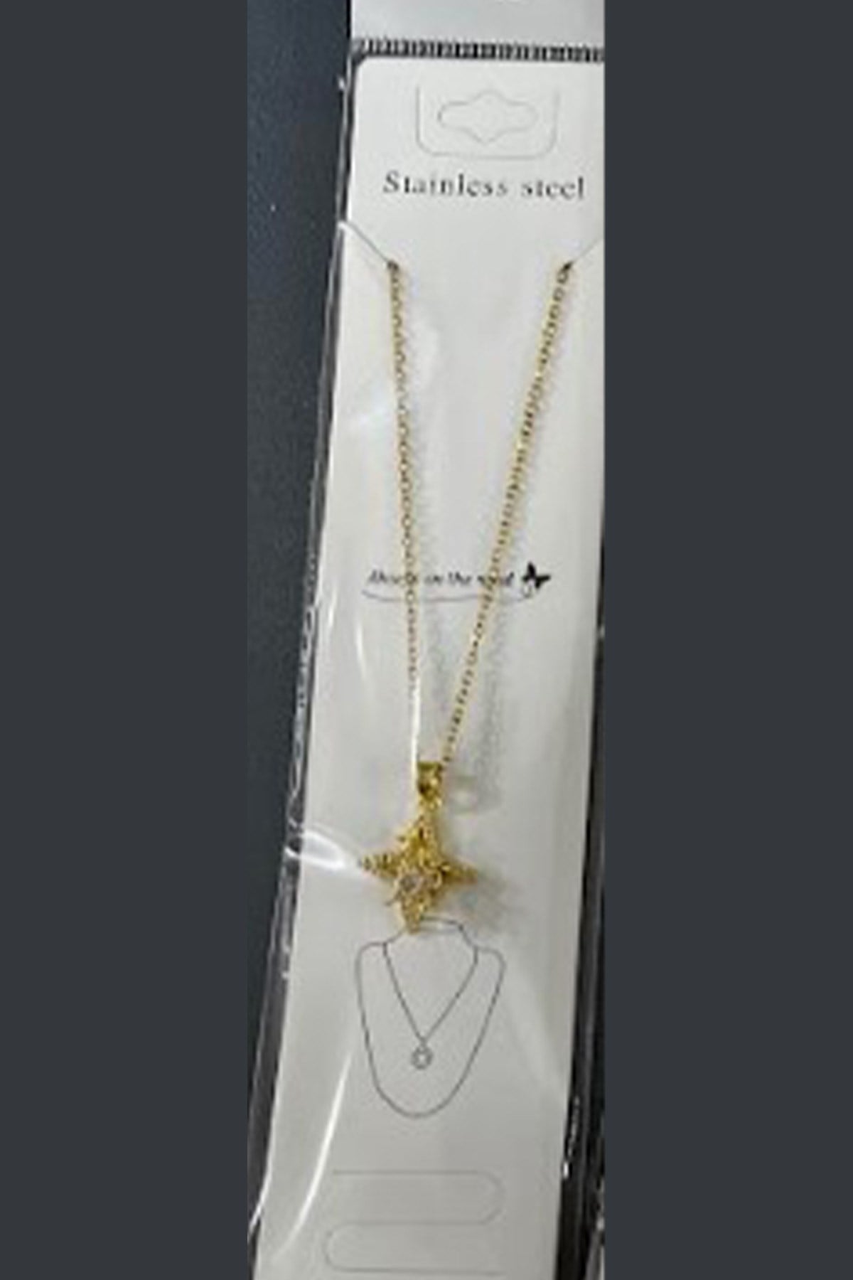 Gold Renk Işıltılı Yıldız Figürlü Kolye