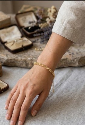 Kadın Paslanmaz Çelik Popcorn Zincir Bileklik - Toptan Satış