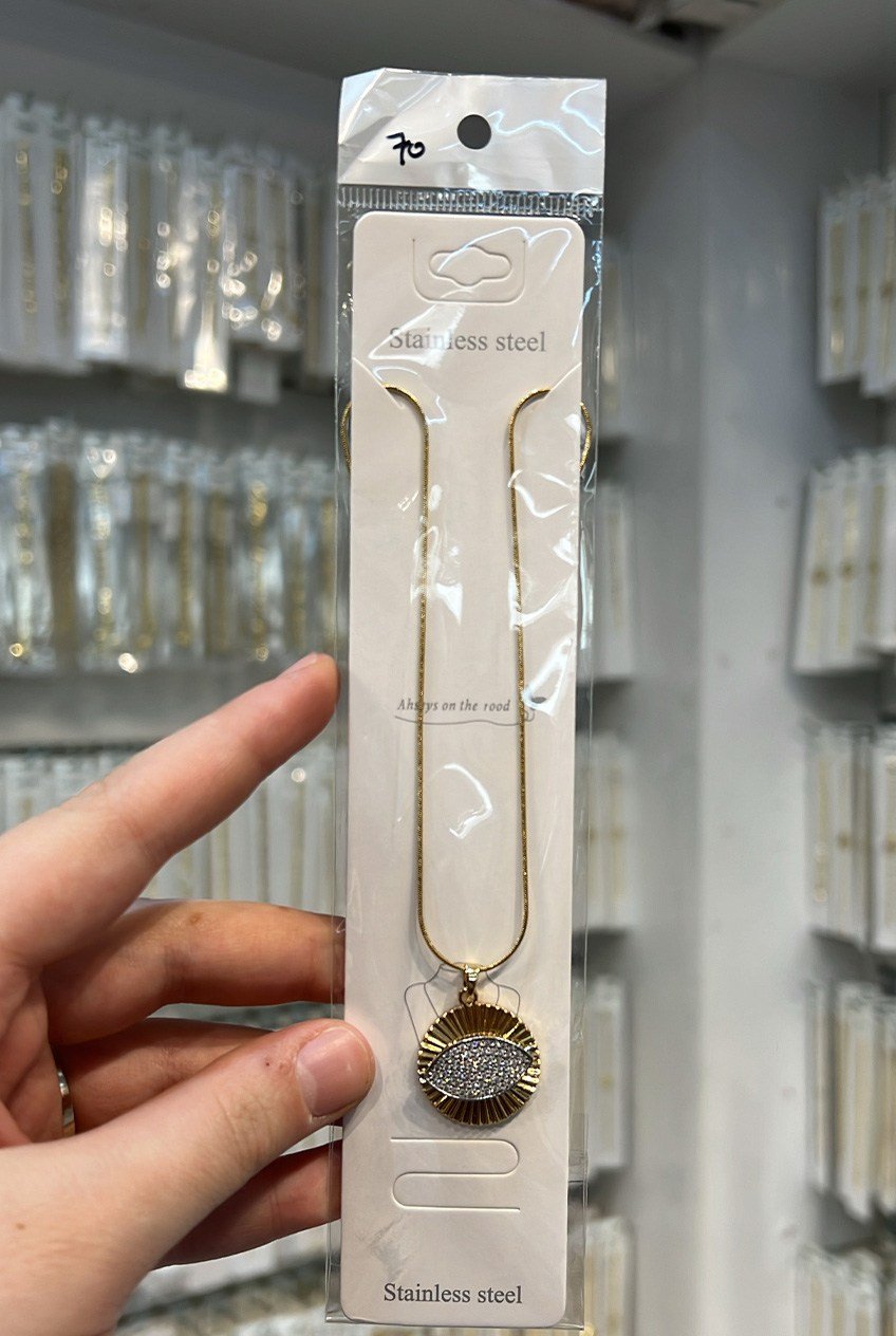 Minimalist Göz Figürlü Taşlı Kadın Kolye