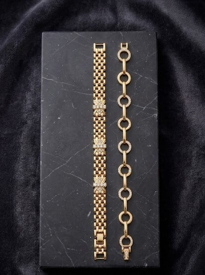 Toptan 316L Çelik Gold Hasır ve Halka Model Zirkon Taşlı Kadın Bileklik Serisi